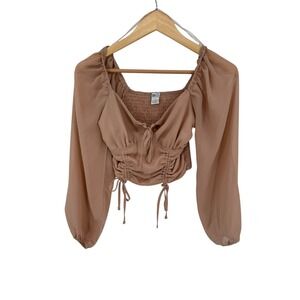 Rue 21 Babydoll Cropped Top Womens S Ruched Fairy Coquette Y2K Dainty Festival